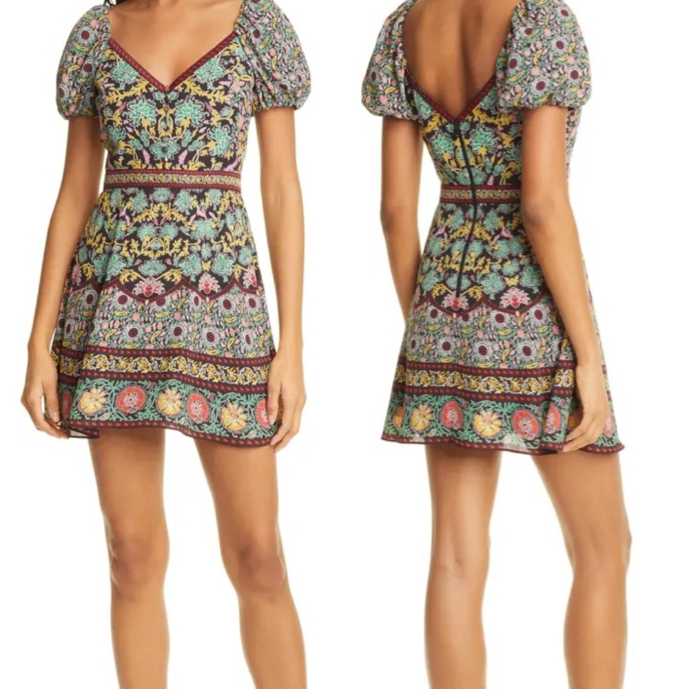 Alice + Olivia 10 Dana Print Puff Sleeve Mini Nordstrom sold out rare dress - Picture 2 of 3